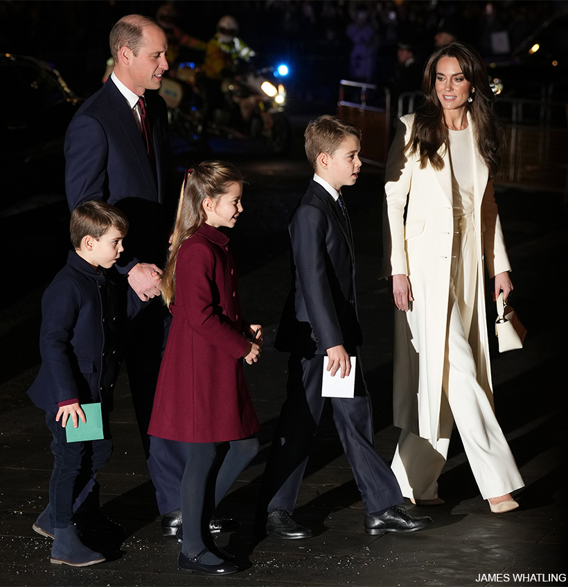 The Prince and Princess of Wales, with their children, attend the Together at Christmas Carol Concert.