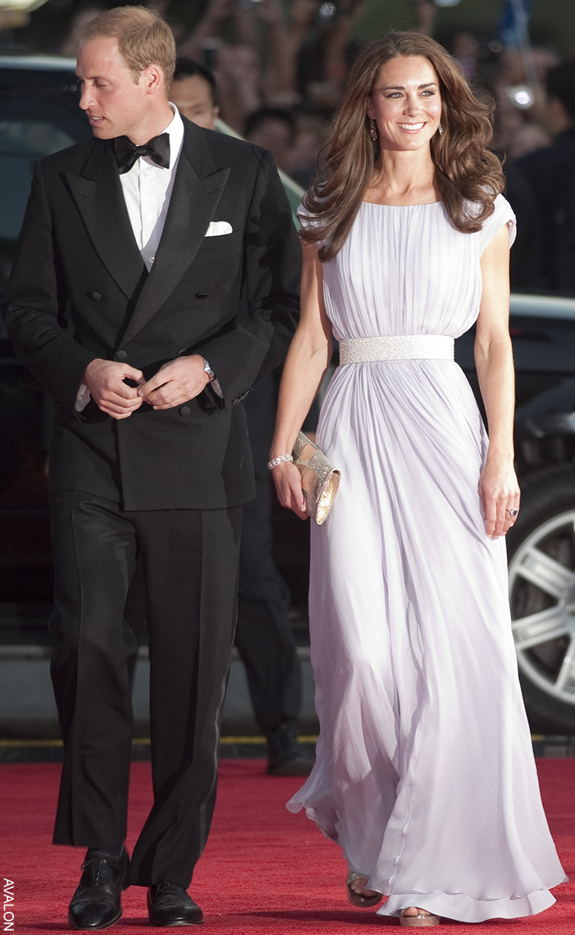 Beaming Kate on the red carpet, in a lilac gown