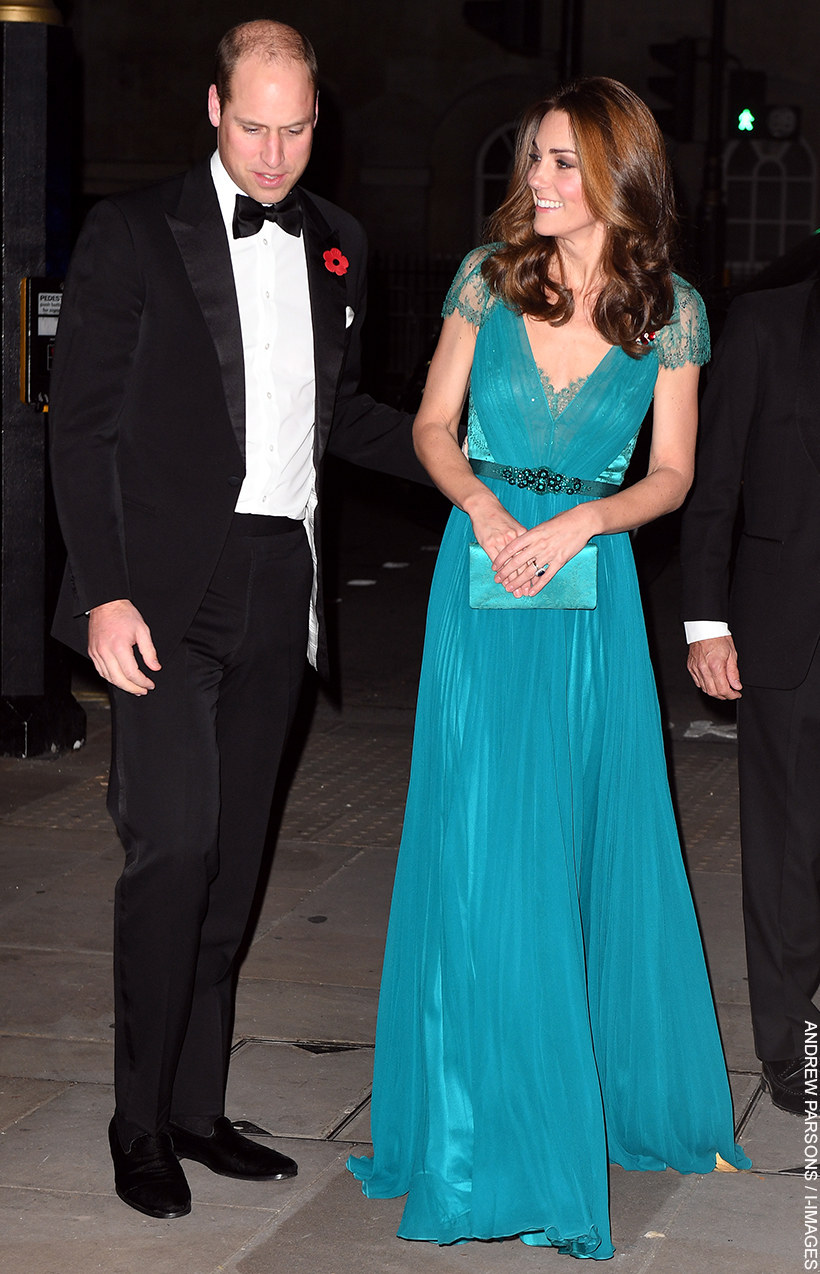 Kate Middleton in the same teal gown 