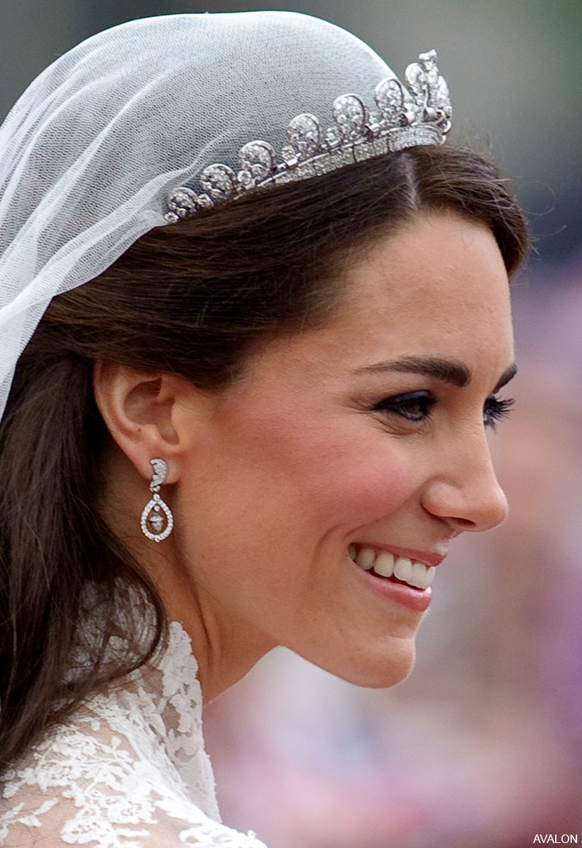 A close-up look at the diamonds and scrolls on the Halo Tiara 