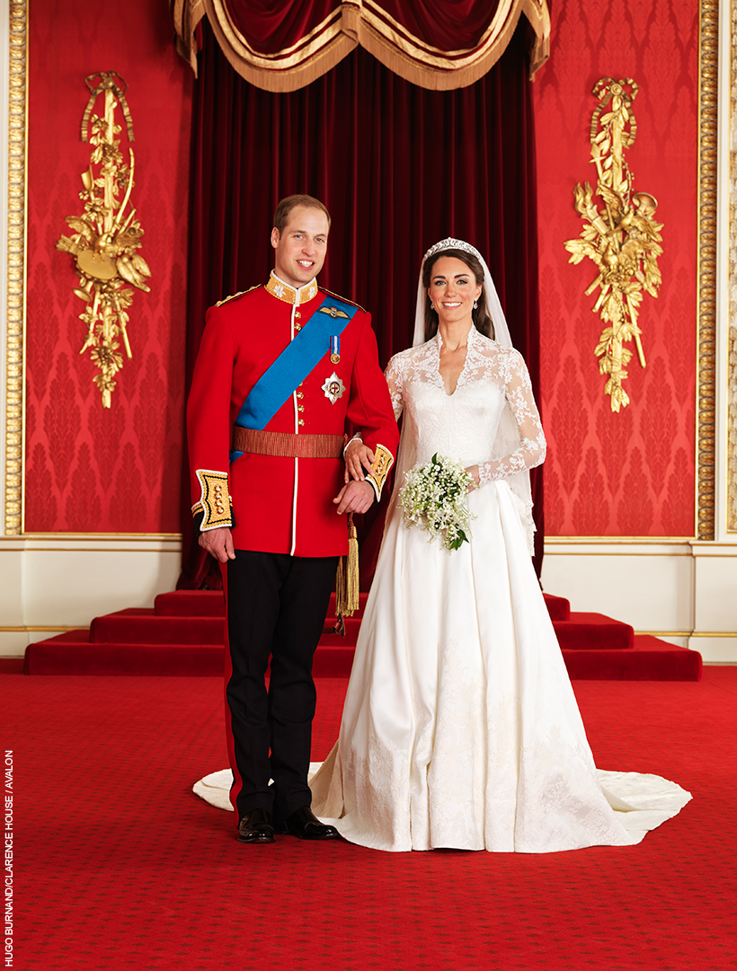 William and Kate on their wedding day. Official portrait by Hugo Burnand.