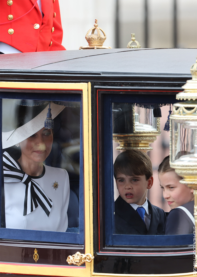 Kate, Louis and Charlotte at Trooping the colour