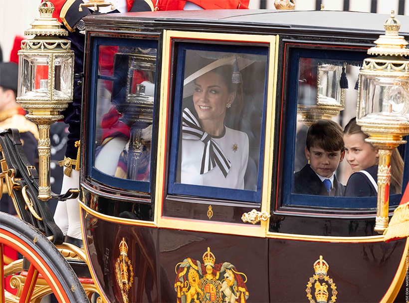Kate, Louis and Charlotte at Trooping the colour