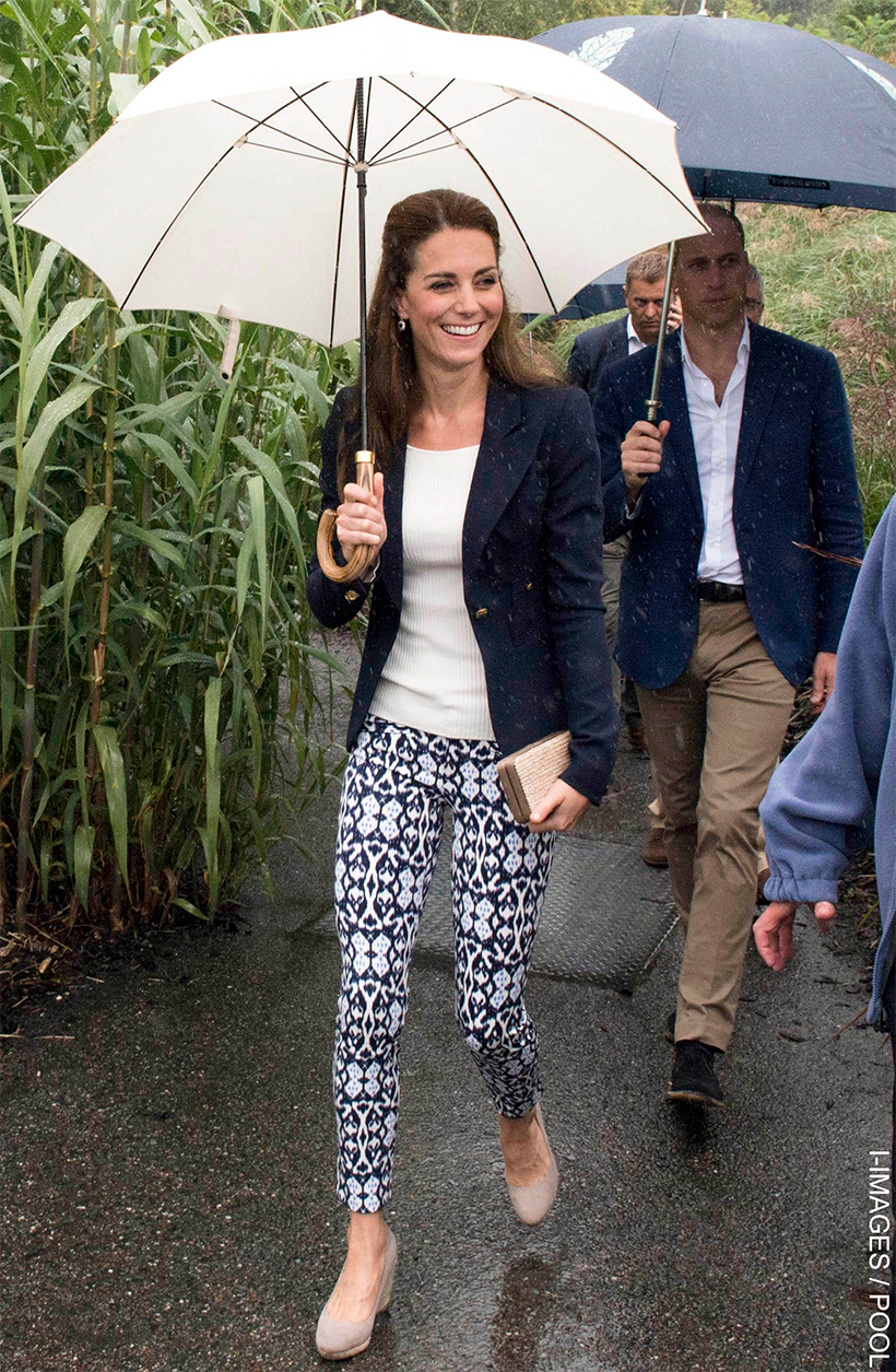 Kate Middleton wears patterned trousers