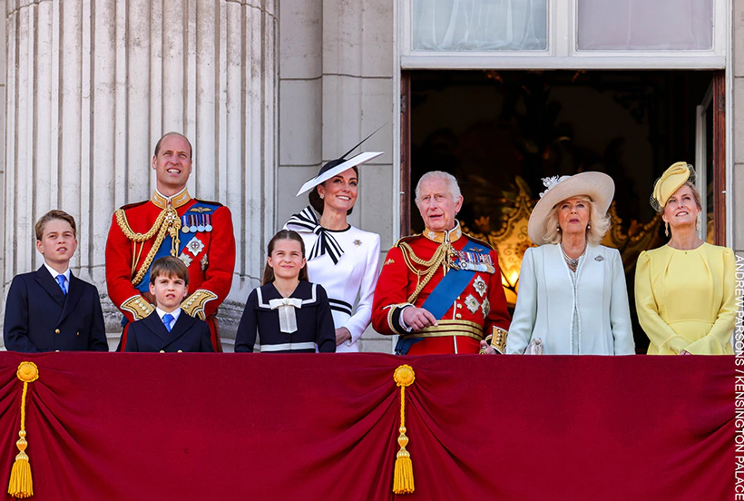 The royals on the balcony of Buckingham Palace