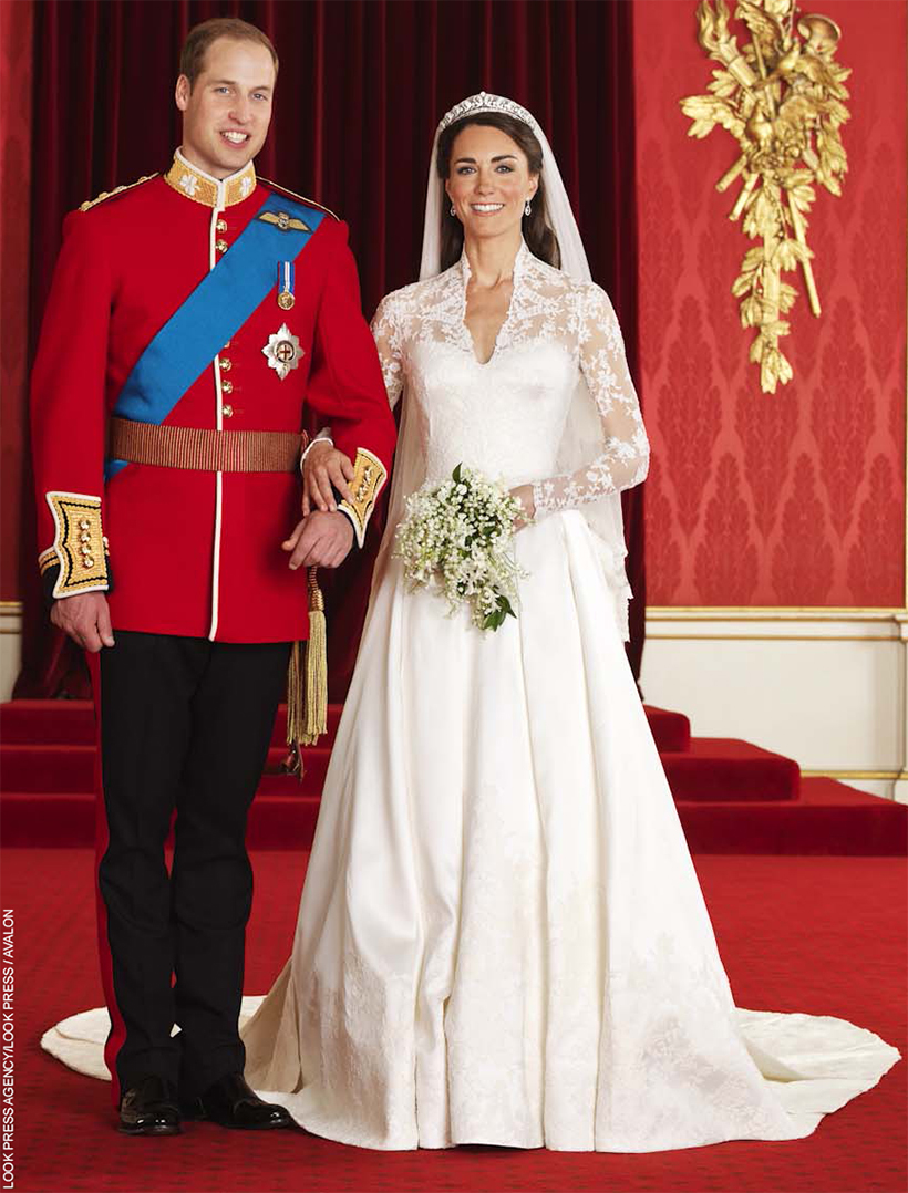 Princess of Wales wears white lace gown on wedding day