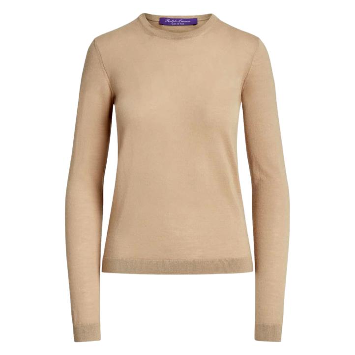 Ralph Lauren Collection Cashmere Knit Crewneck Sweater in Tan