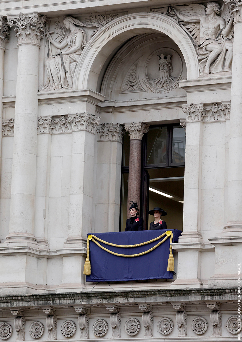 The Princess of Wales and the duchess of Edinburgh stood on the Foreign Office balcony on Remembrance Sunday 