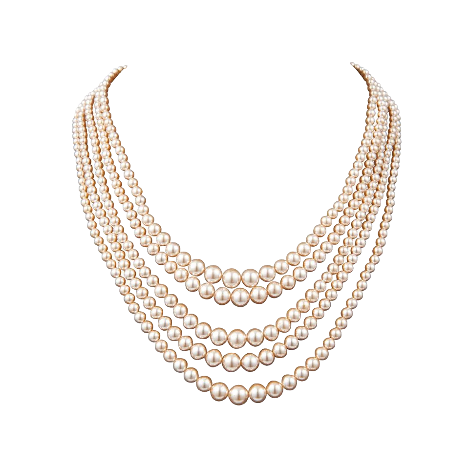 Susan Caplan 1980s Vintage 5 Strand Faux Pearl Necklace 