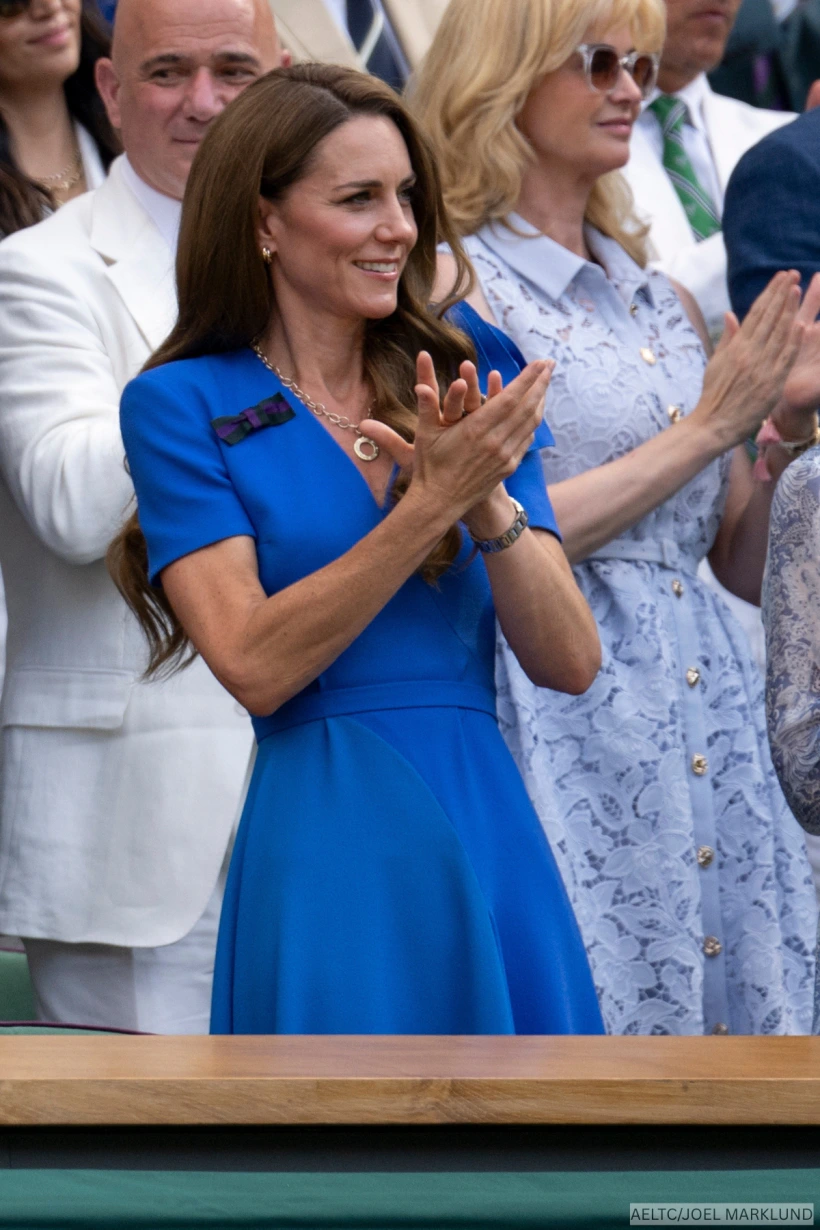Kate Middleton in Cobalt Blue Dress for Wimbledon 2025 Men's Final Kate Middleton in Cobalt Blue Dress for Wimbledon 2025 Men's Final
