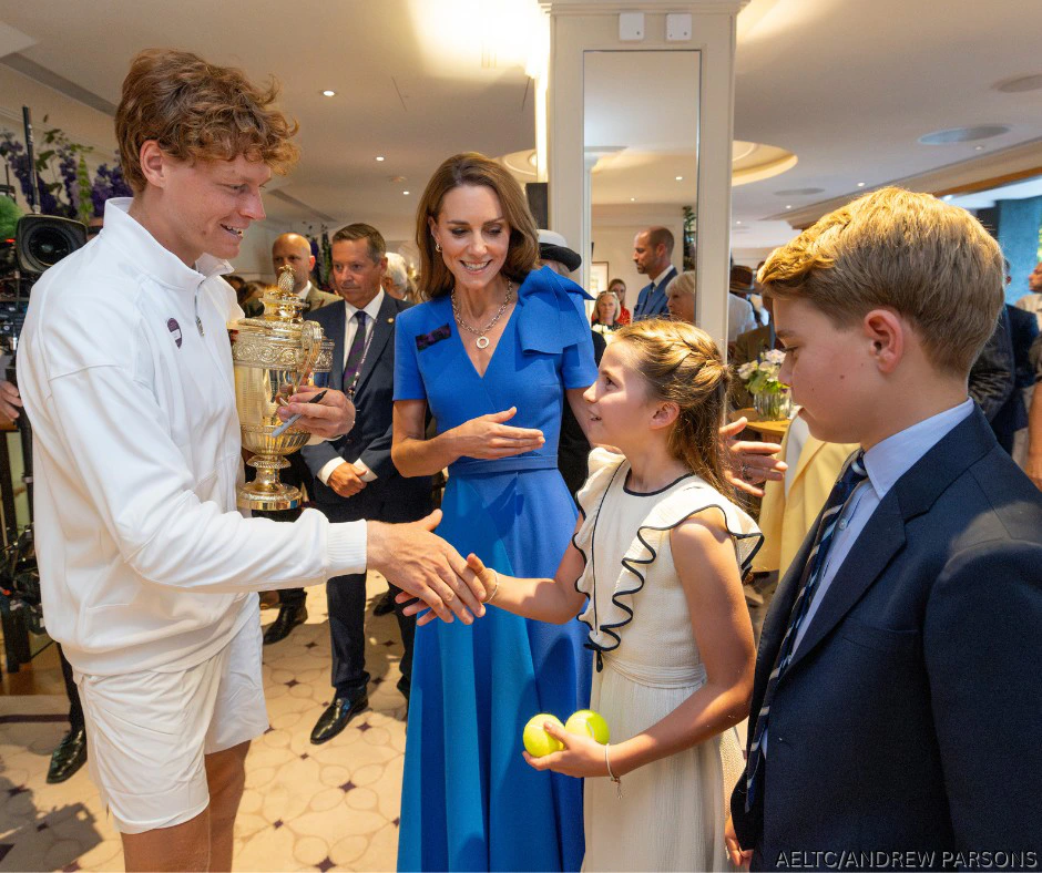 Kate Middleton in Cobalt Blue Dress for Wimbledon 2025 Men's Final Kate Middleton in Cobalt Blue Dress for Wimbledon 2025 Men's Final
