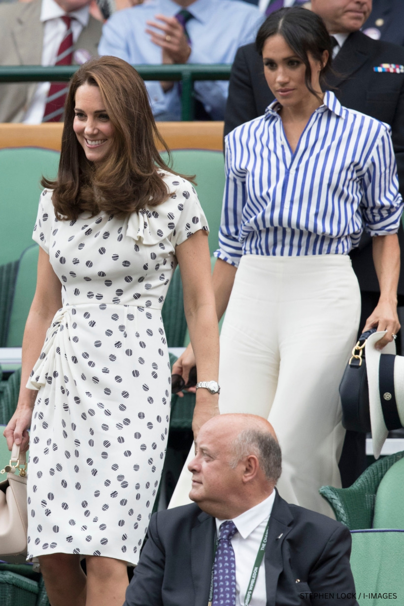 Kate Middleton and Meghan Markle attending the 2018 Wimbledon Ladies' Singles Final together