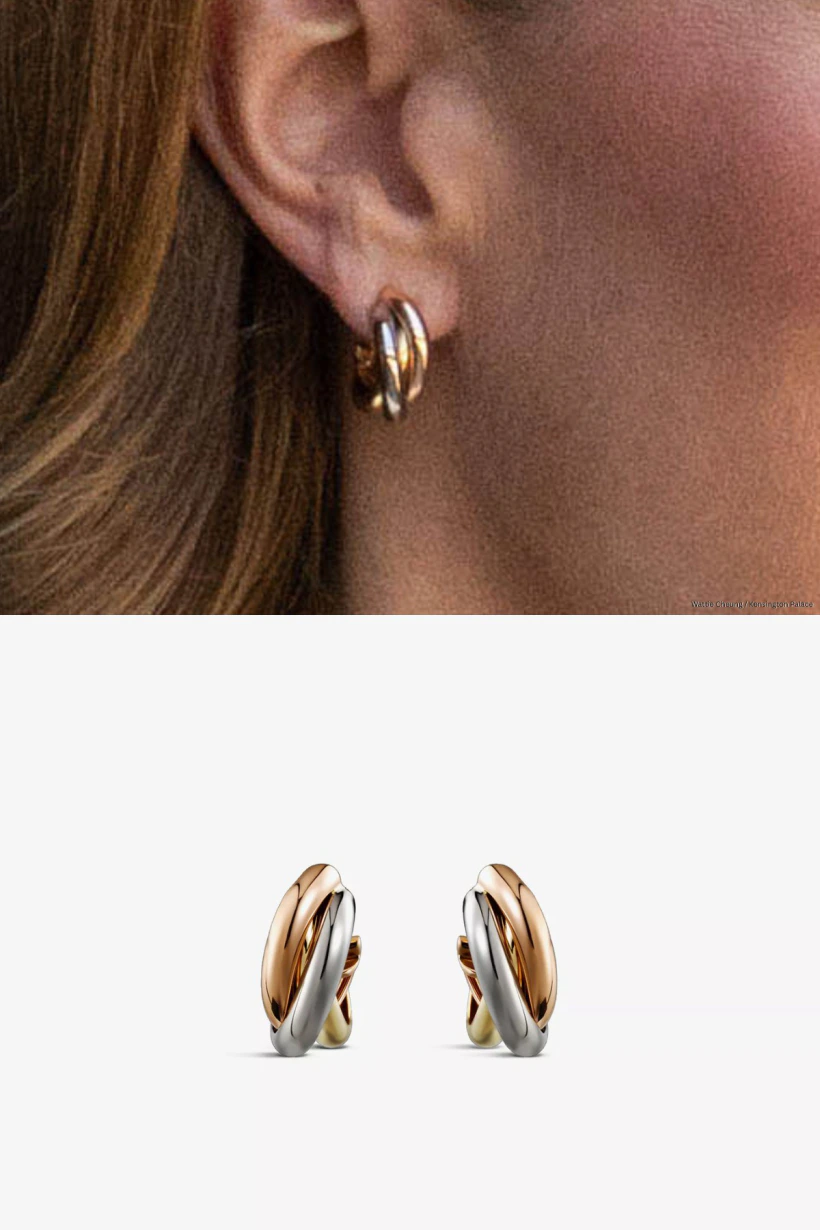 【Cartier】Trinity Earrings White GoldPink Yellow カルティエ CRB8031900 - Trinity earrings, classic model, semi-paved