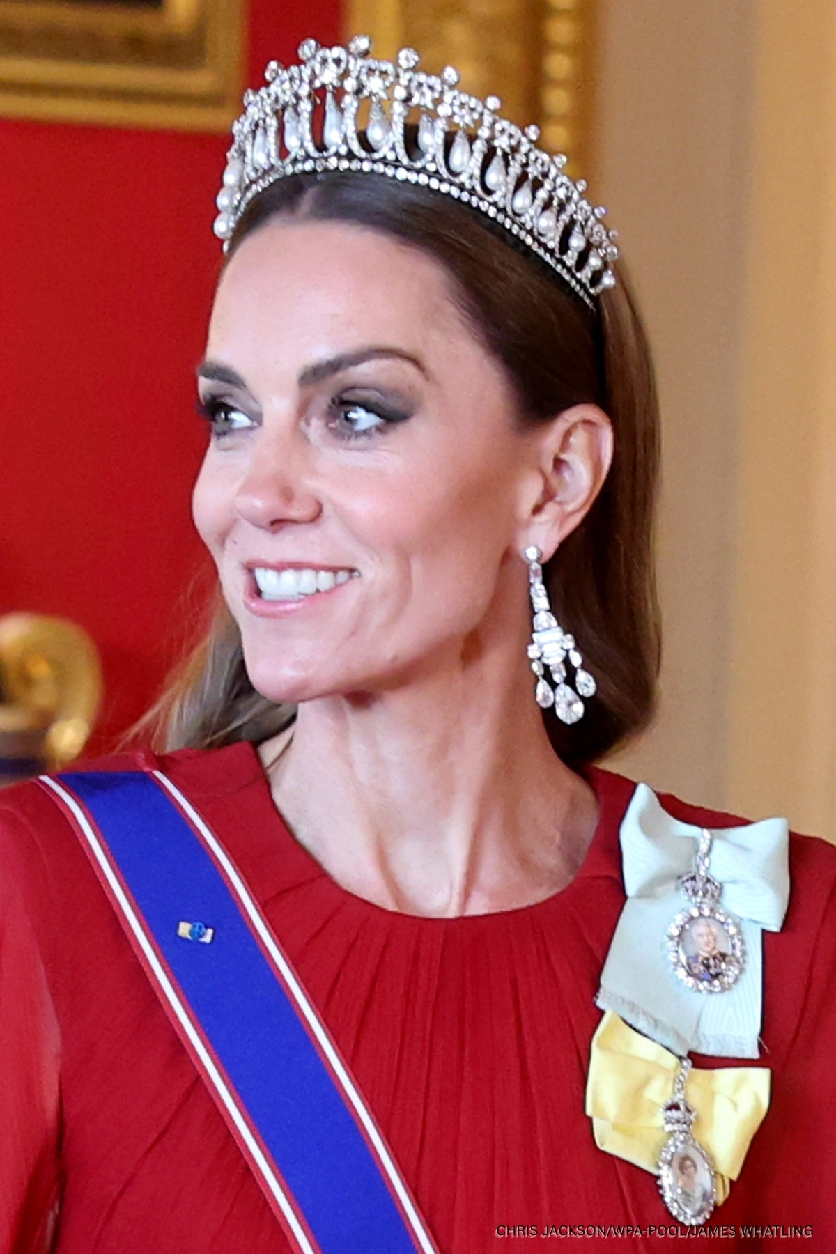 Kate Middleton Stuns in Red Gown & Glittering Jewels At French State Banquet