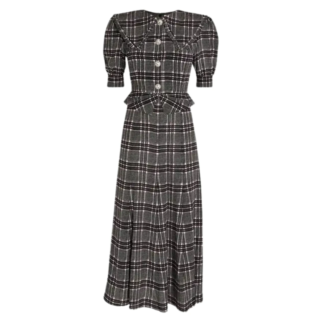 【週末限定値下げ】 Betty layered check dress gray ANDMARY】Betty layered check dress