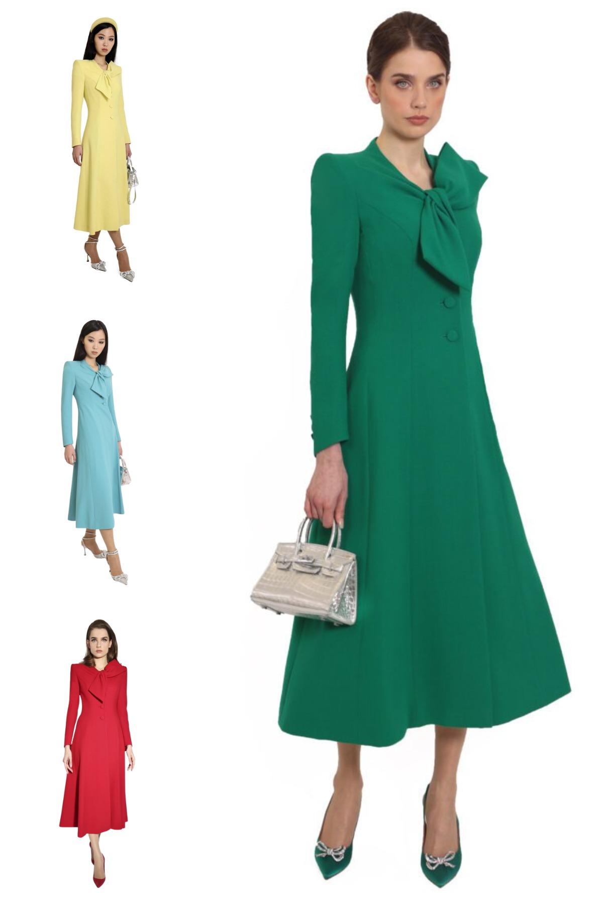 Variations of the Beau Tie coat in different colours