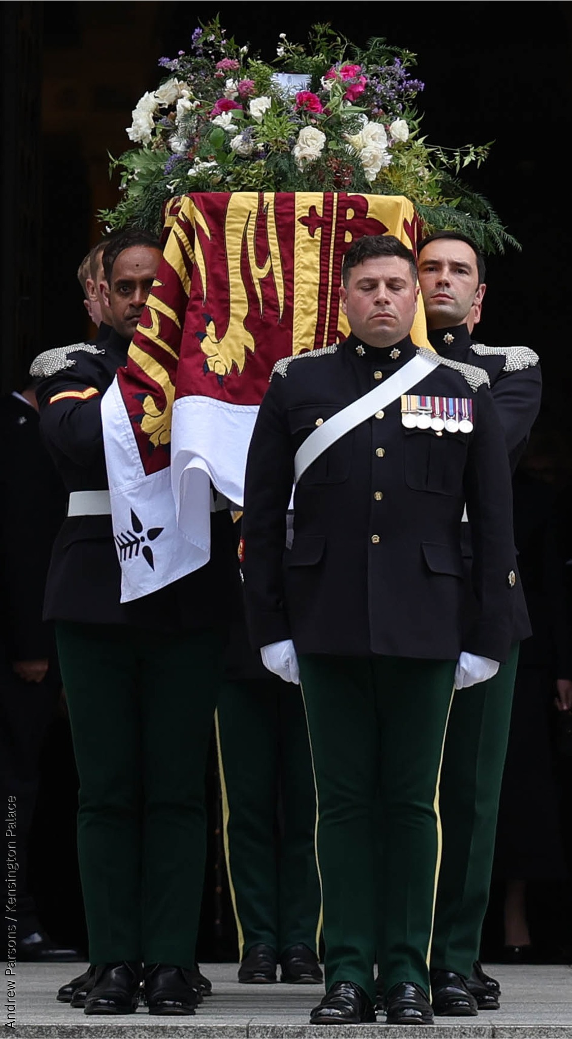 The Duchess of Kent's coffin following the mass, as it is taken by hearse to the Royal Burial gound at Frogmore