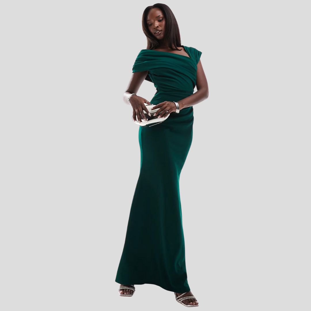 Goddiva Cowl Neck Maxi Dress in Emerald
