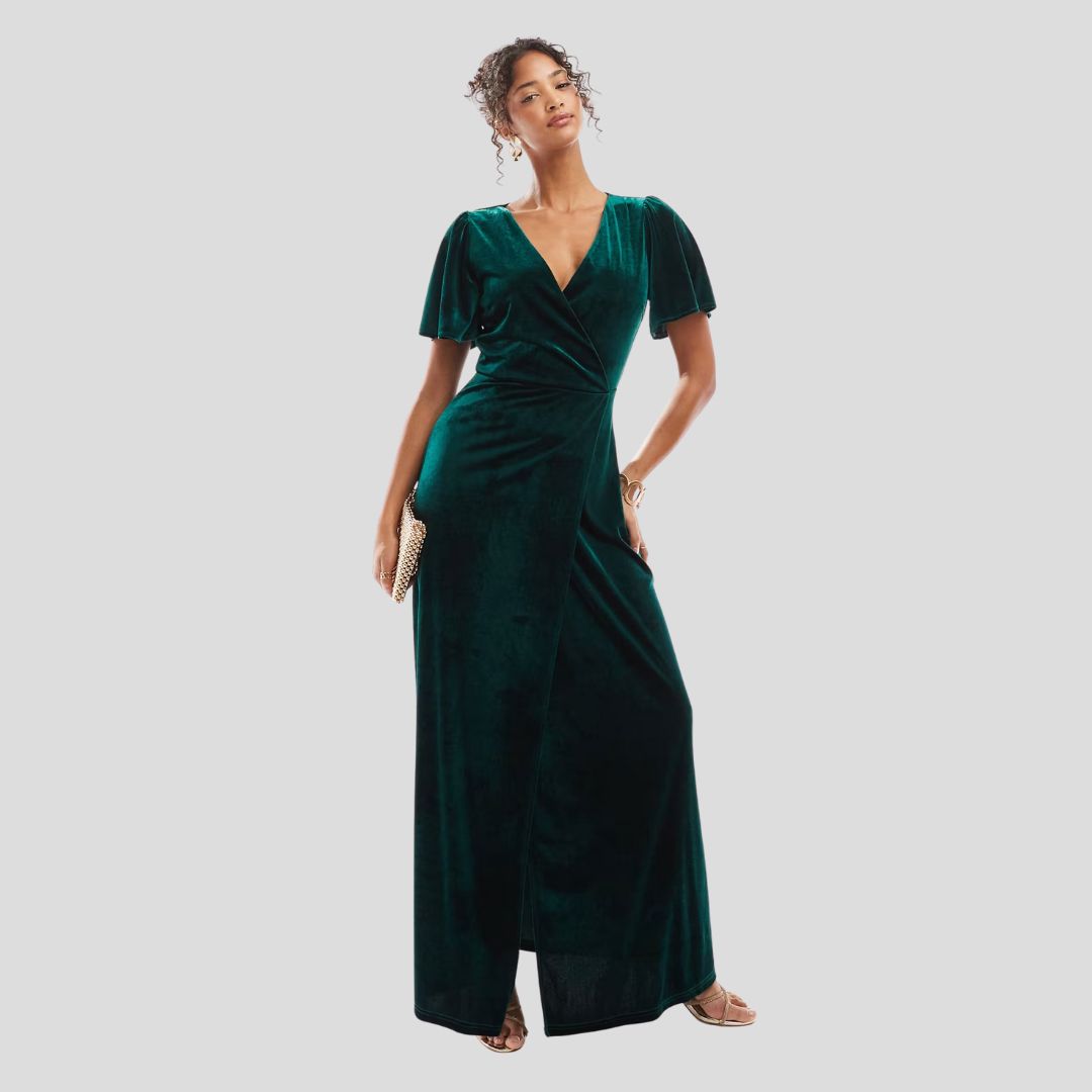 Maya Green Velvet Wrap ASOS