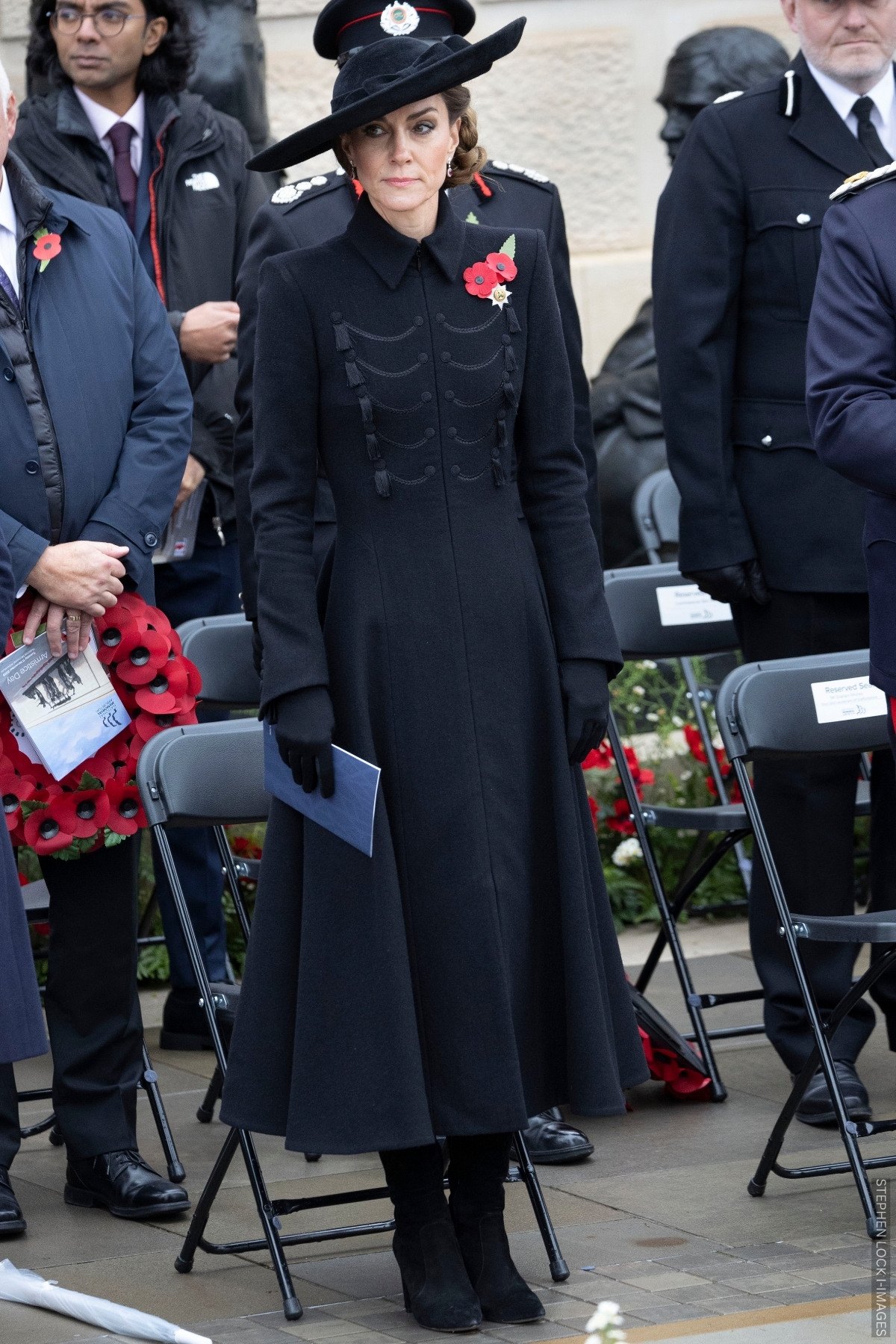 The Princess of Wales looking elegant in black ensemble at the National Memorial Arboretum today