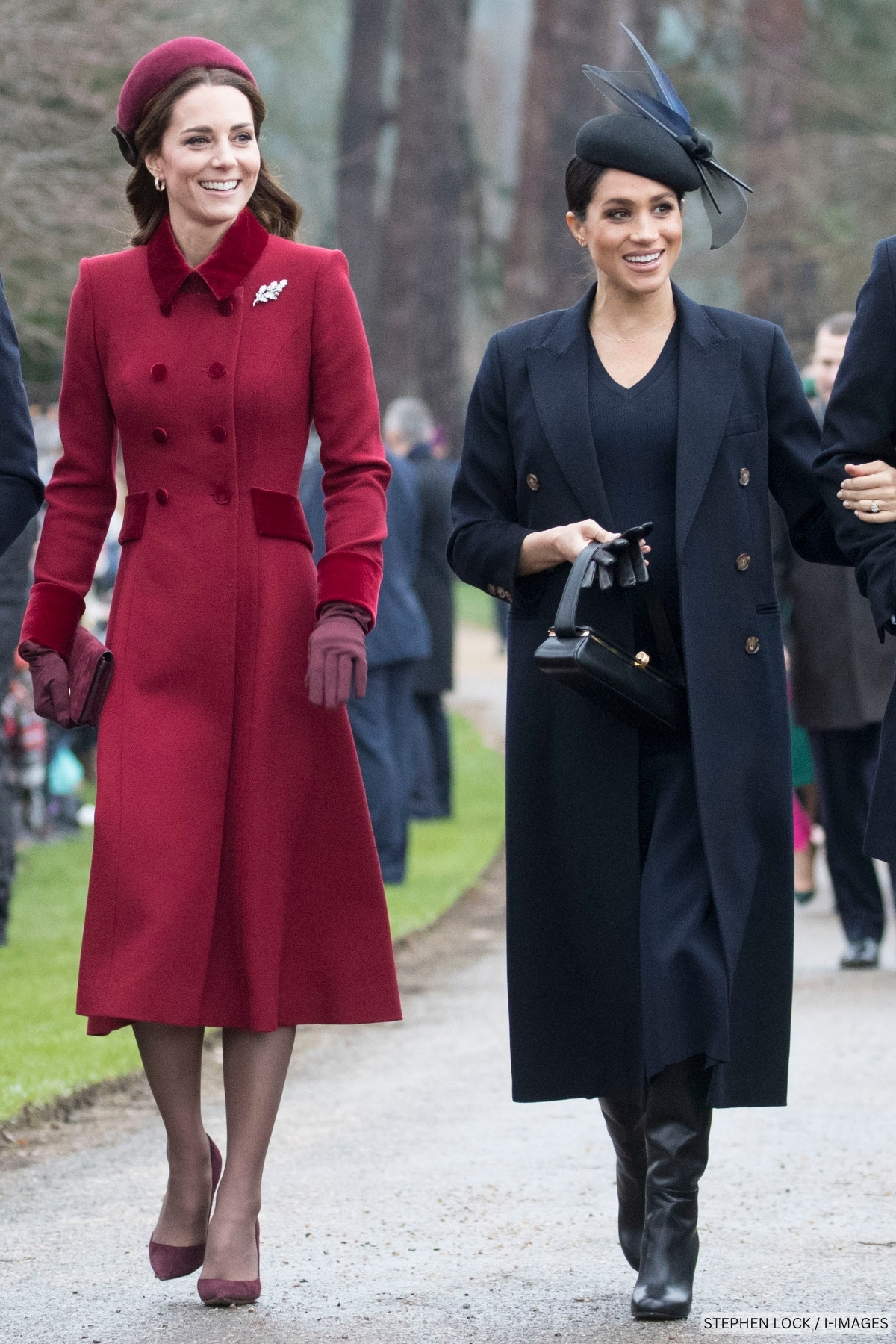 Kate Middleton walking alongside Meghan Markle on Christmas day 2018