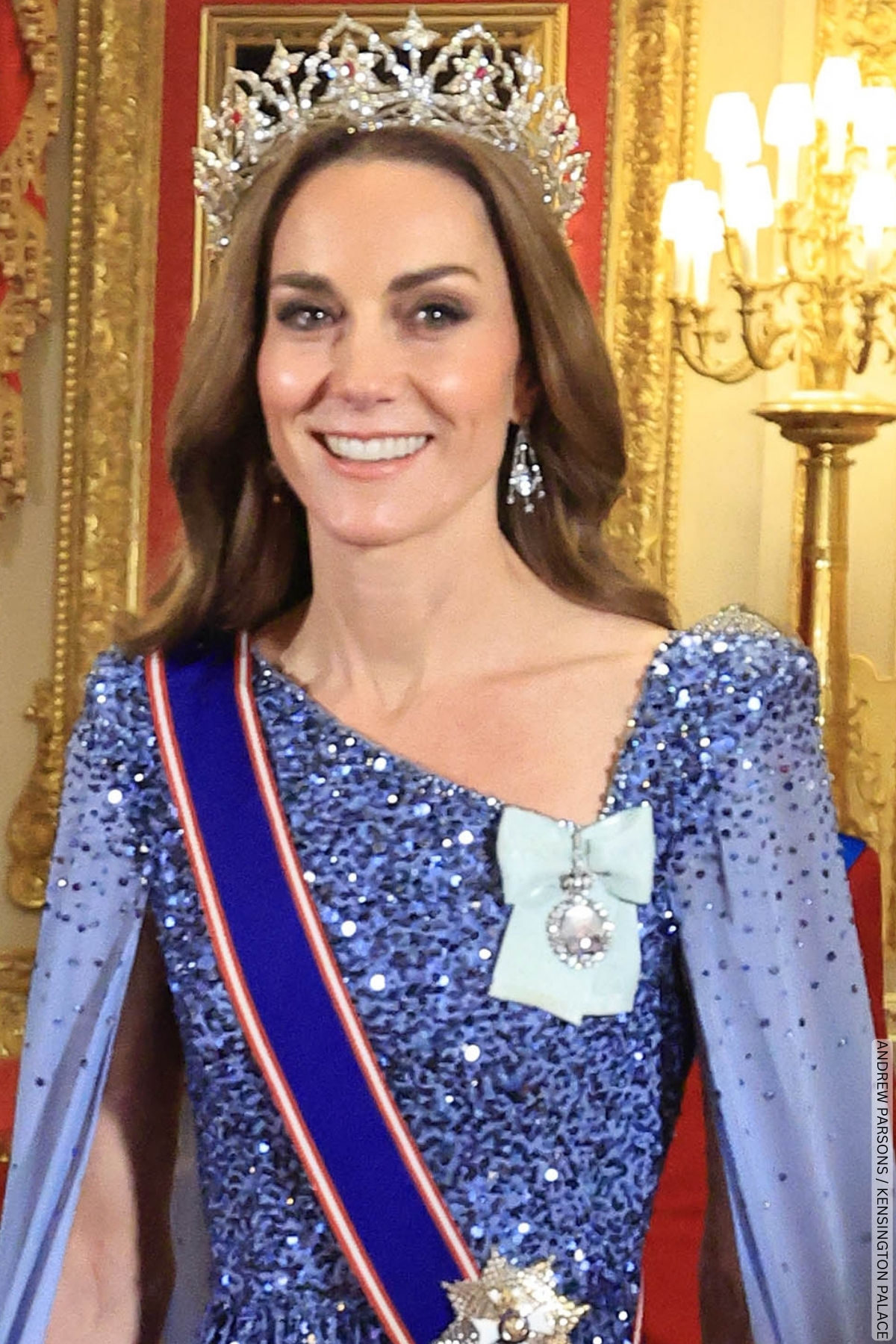 All the Glittering Gowns and Sparkling Tiaras Kate Middleton Has Worn to State Banquets So Far