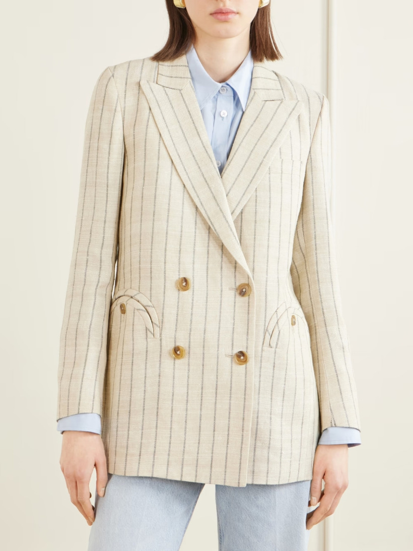 Blazé Milano 'Serene Everyday' double-breasted striped canvas blazer, available at Net-a-Porter.