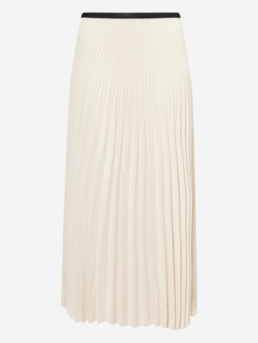 Detail view of Kate Middleton's ivory pleated maxi skirt by Jenni Kayne.