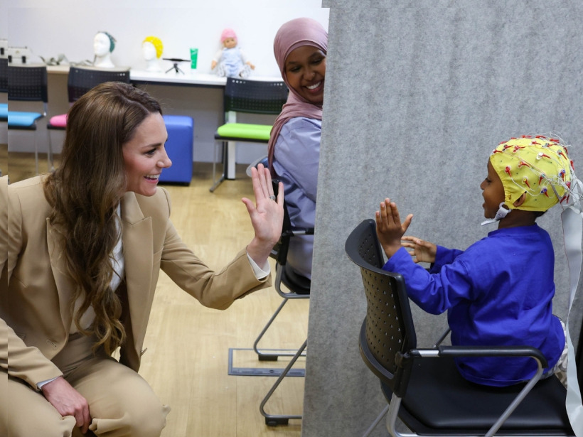 The Princess of Wales meeting children at the University of East London