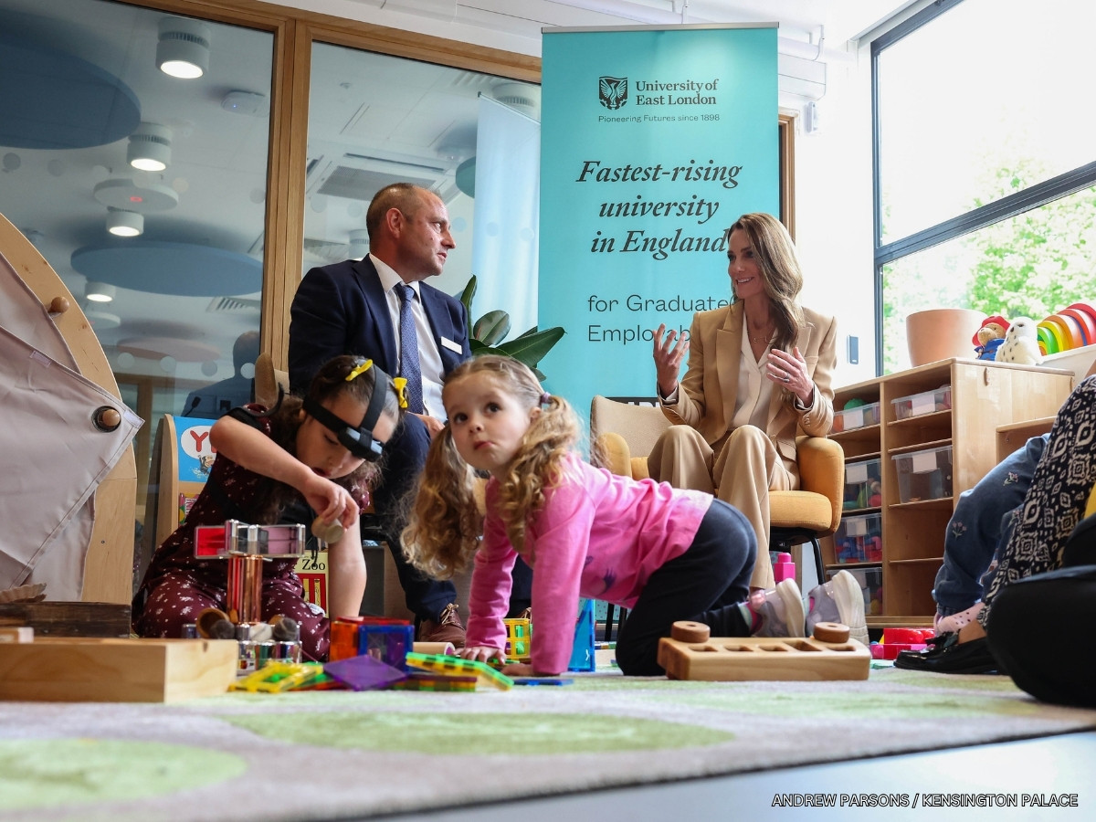 The Princess of Wales at the University of East London ahead of her two-day visit to Reggio Emilia with the Royal Foundation Centre for Early Childhood