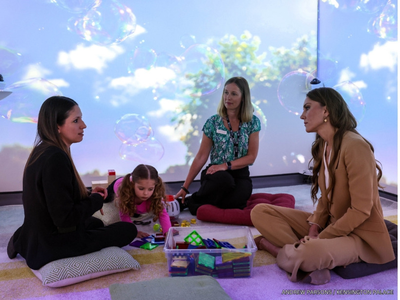 The Princess of Wales meeting children and families taking part in brain development research at the University of East London