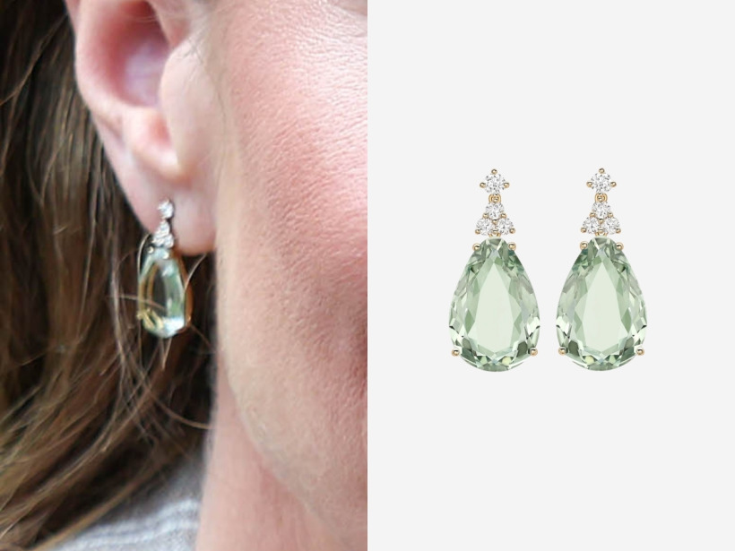 Kate Middleton wearing her Kiki McDonough Candy green amethyst and diamond earrings during the Italy visit.