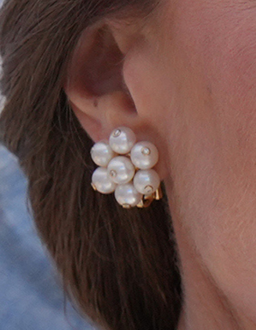 The Princess of Wales wearing the Cassandra Goad Cavolfiore pearl stud earrings