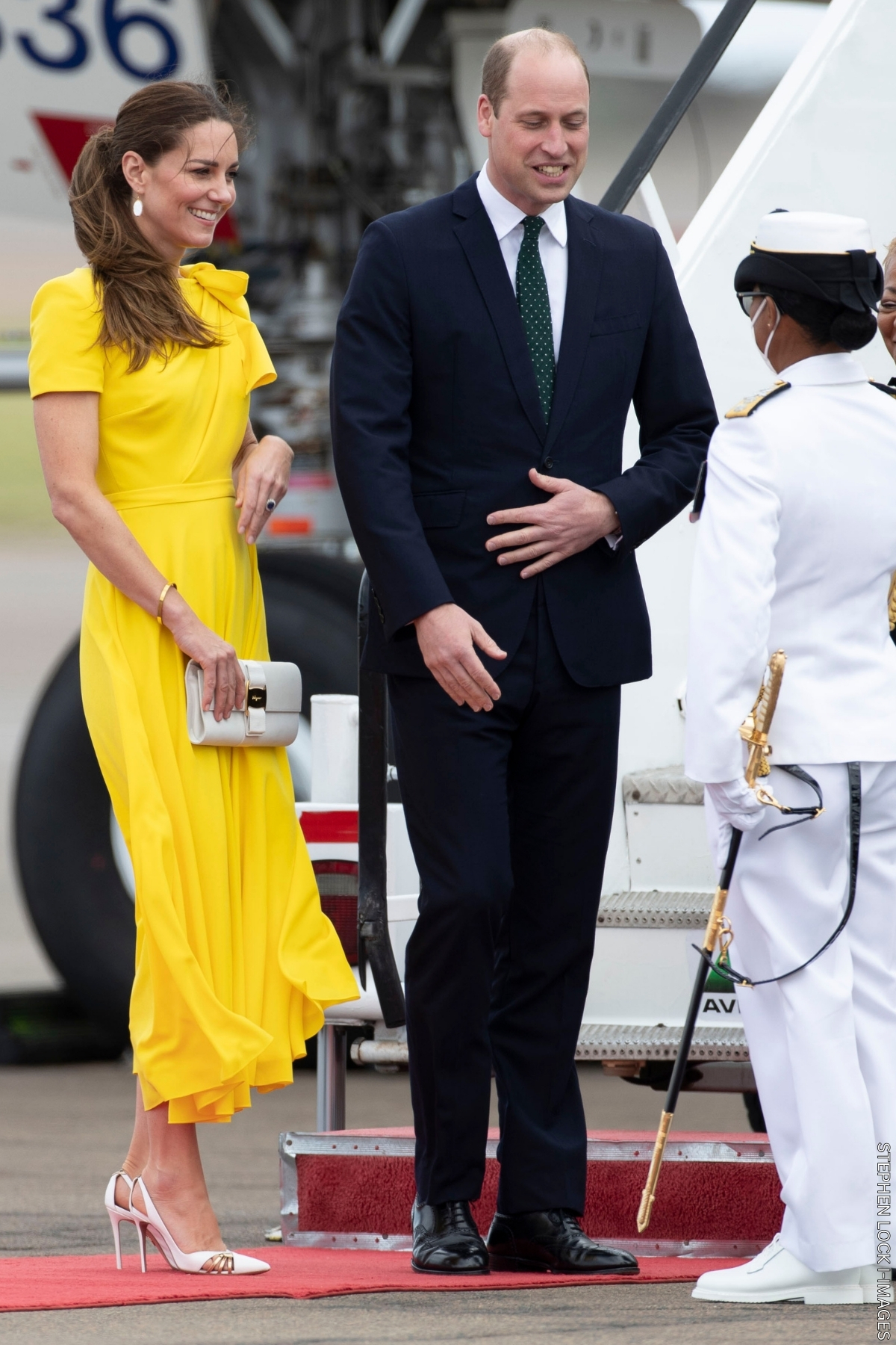 Kate Middleton wearing the yellow Roksanda 'Brigitte' dress during the 2022 royal visit to Jamaica
