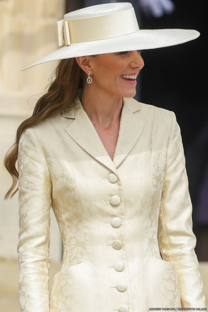 Kate Middleton wearing a wide-brimmed Jane Taylor 'Enid' boater hat