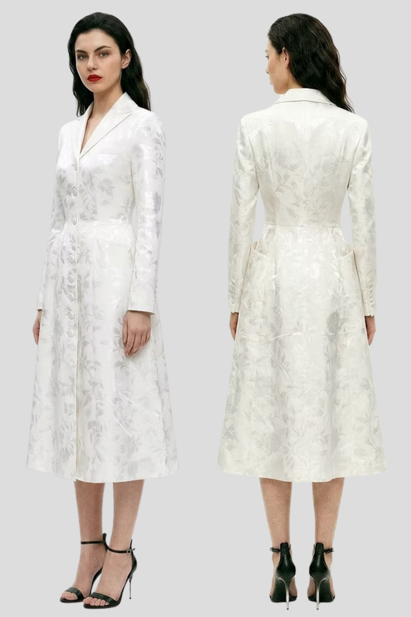 The single-breasted Patrick McDowell coat dress with its nipped-in waist and hip pockets