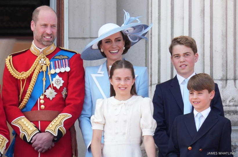 The Wales family watch the flypast from the Buckingham Palace balcony at Trooping the Colour 2026