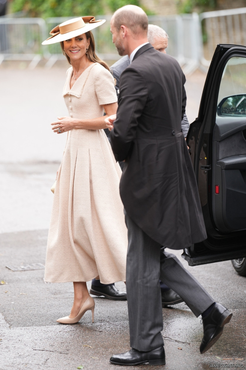 Prince William and Kate Middleton outside All Saints Church in Kemble for Peter Phillips' wedding