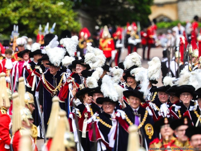 The Order of the Garter procession making its way through Windsor Castle