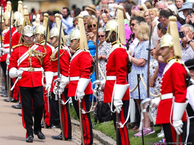 Soldiers lining the Garter Day procession at Windsor Castle