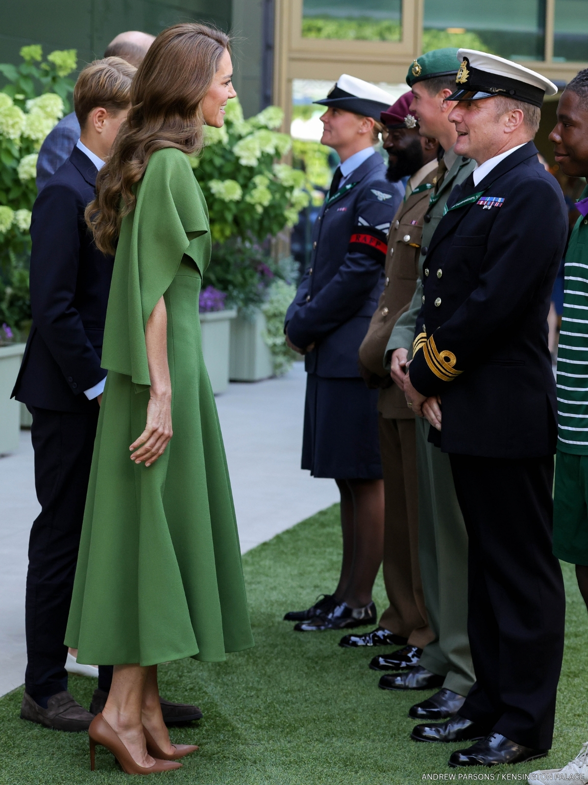 Kate middleton at Wimbledon, wearing the olive green dress