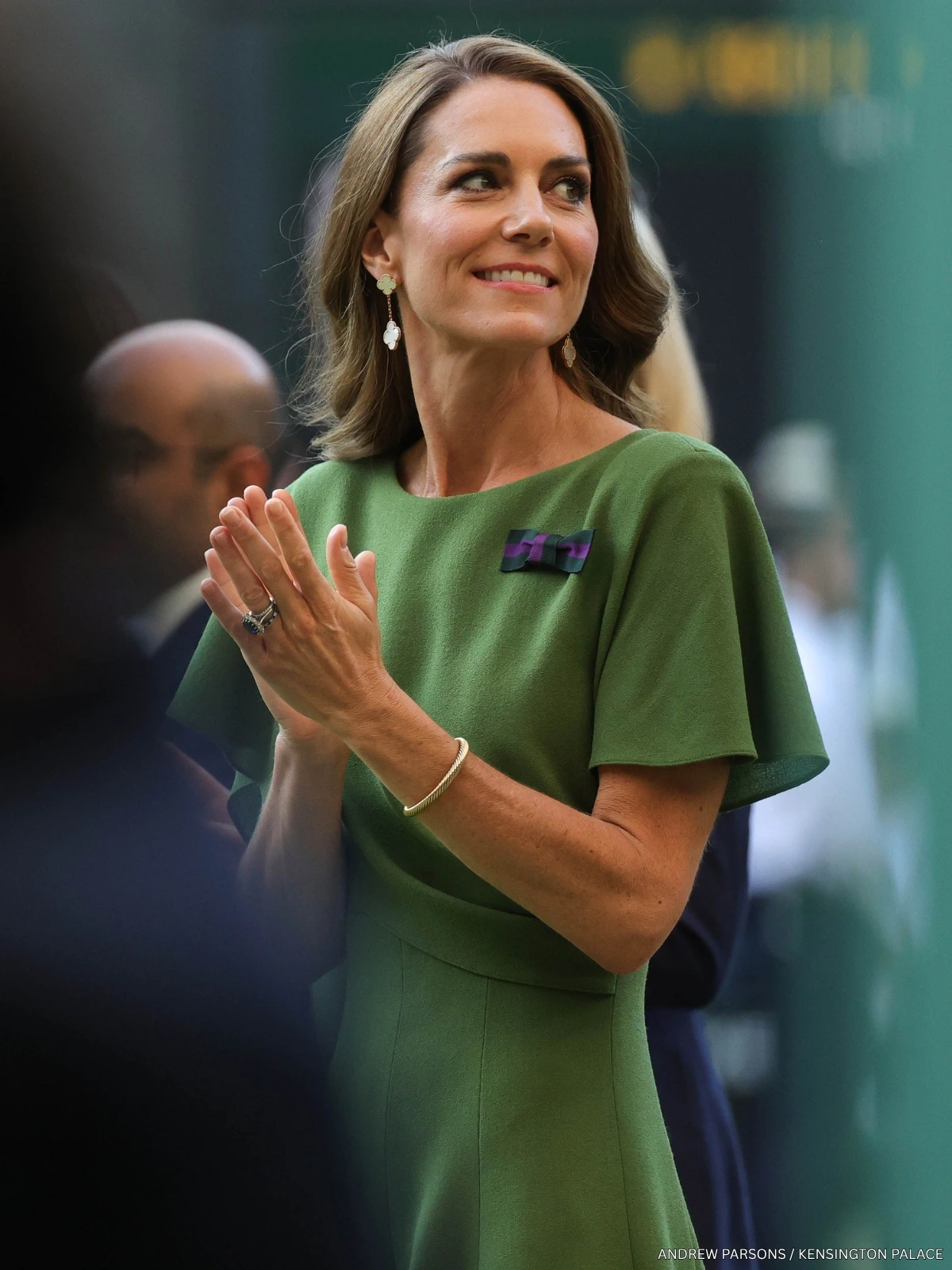 kate middleton green dress wimbledon Debuts Stunning Emilia Wickstead at Men's Final 70s