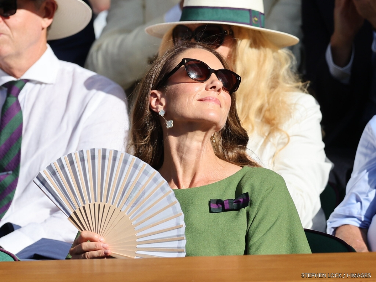 Kate Middleton wearing Ralph Lauren cat-eye sunglasses in the Royal Box at Wimbledon