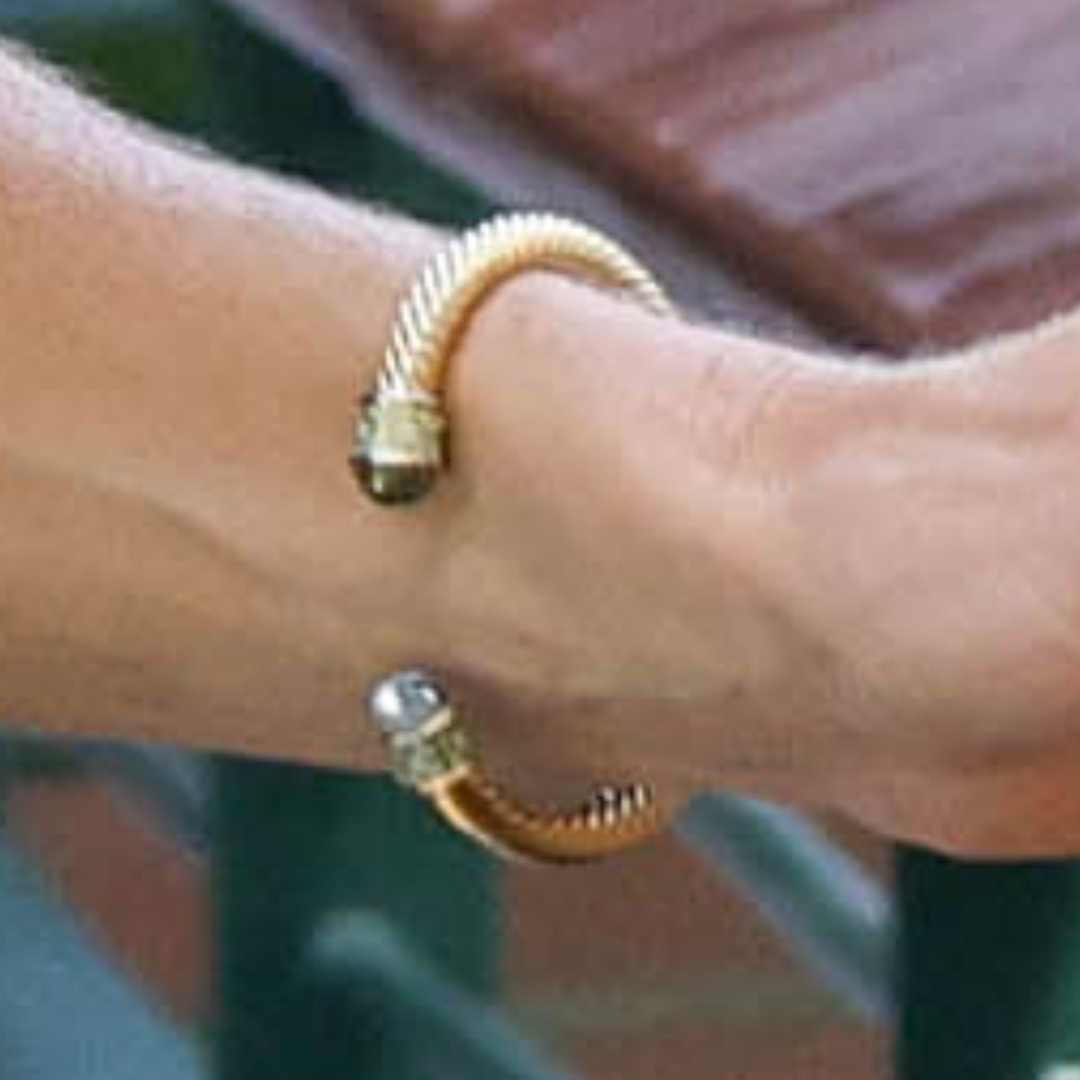 Close-up of Kate Middleton's Halcyon Days Maya Torque bangle