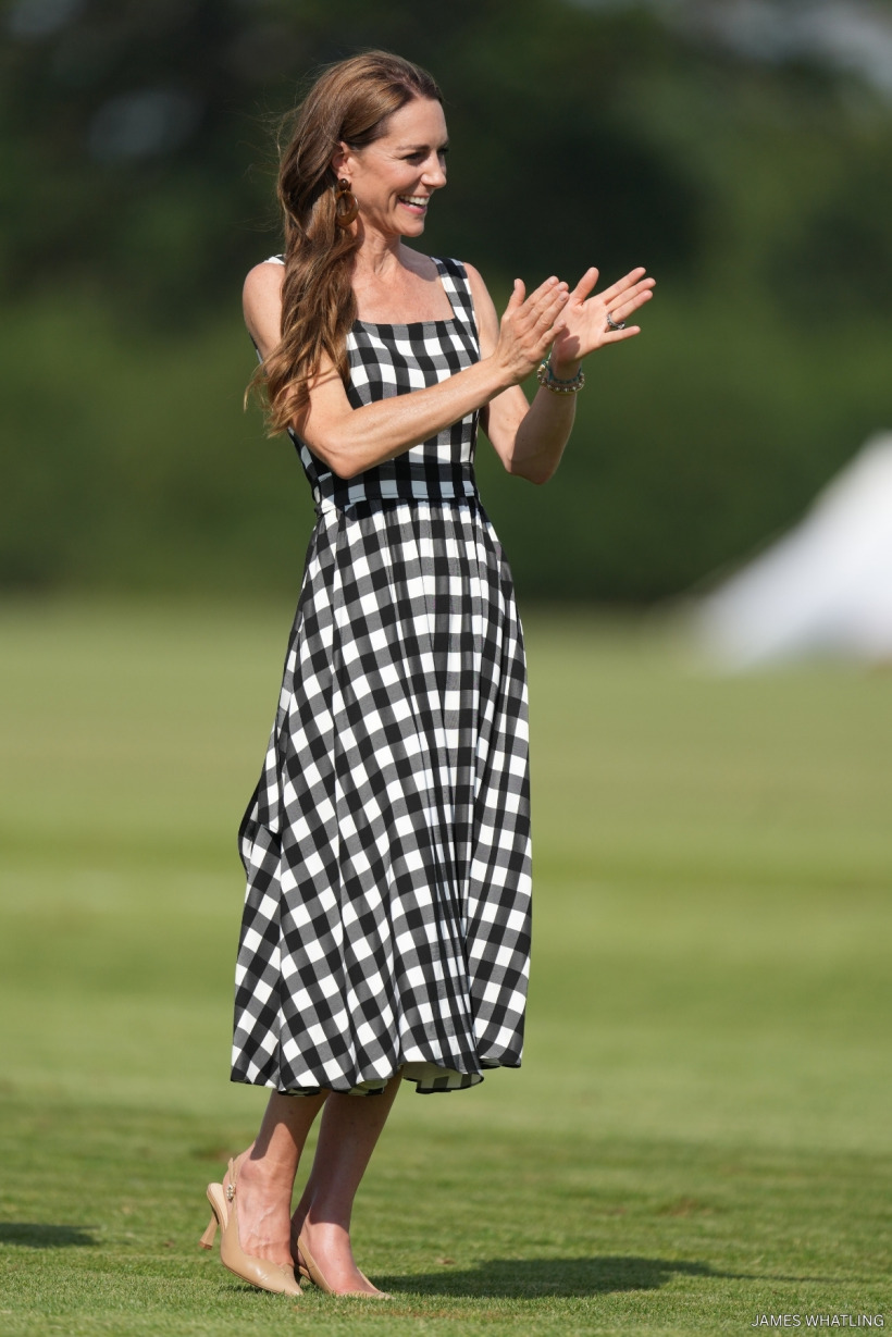 Kate Middleton clapping from the sidelines at the DMMI Royal Charity Polo Cup at Guards Polo Club