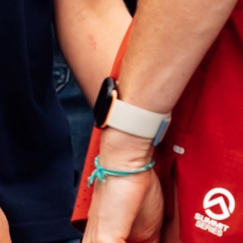 Kate Middleton wearing an Apple Watch and a green bracelet during the Three Peaks Challenge