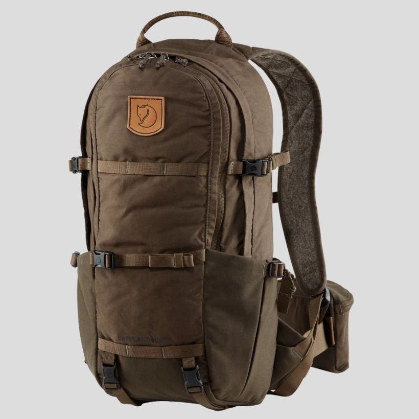 A closer view of Kate Middleton's dark olive Fjällräven Lappland Hike 15 backpack