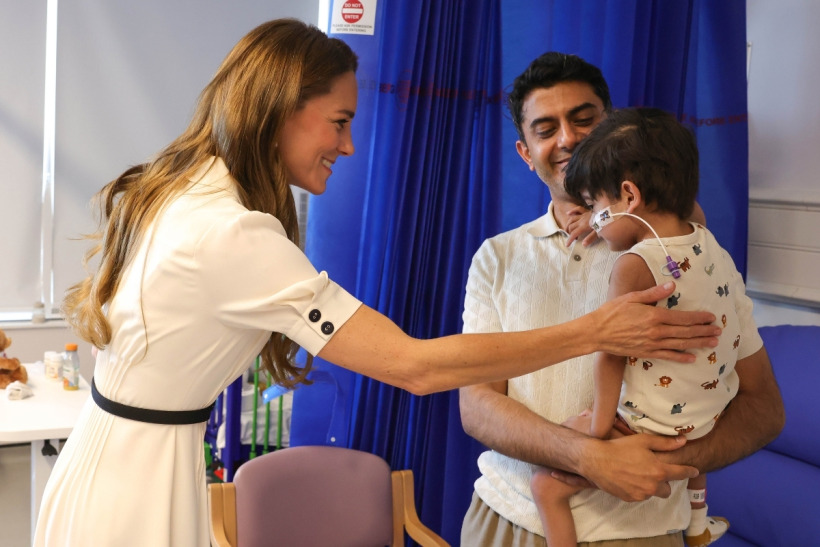 Kate Middleton meeting young patients and their families on Edward ward, the new children's cardiac ward at Evelina London