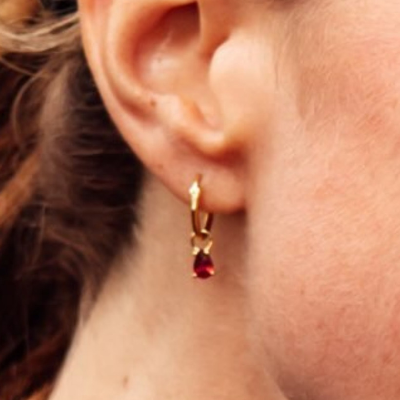 Kate Middleton wearing garnet and gold drop earrings by Spells of Love
