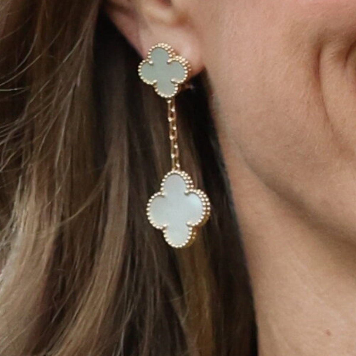 Kate Middleton wearing her Van Cleef & Arpels Magic Alhambra earrings